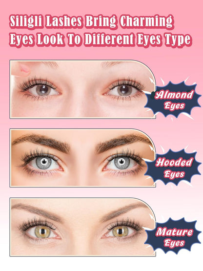 Natural Eyelashes Cat Eye Lashes Wispy Eyelash with 0.1MM Thin Band Strip Lash C Curl 7 Pair