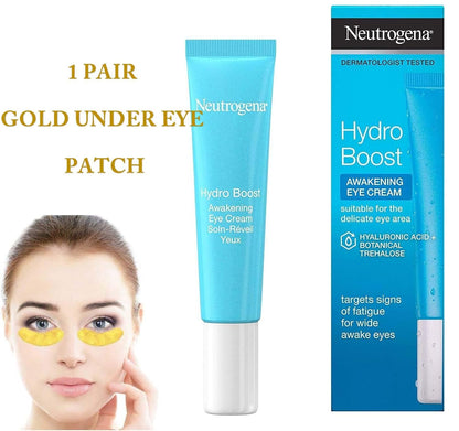 Hydro Boost Eye Awakening Gel-Cream, A Shot of Intense Hydration, Under-Eye Cream, 15 ml + Gold Under Eye Patch