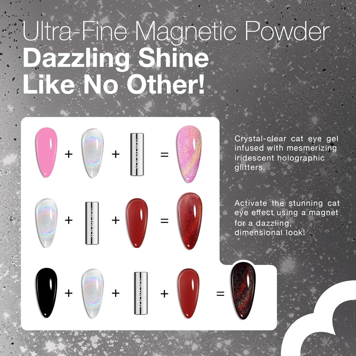 Cat Eye Gel Nail Polish with Magnet Stick, 15ml Magnetic Gel, Create Stunning Cat Eye Effects for DIY Manicures, Long-Lasting, Salon-Quality Finish, Lunar Bond