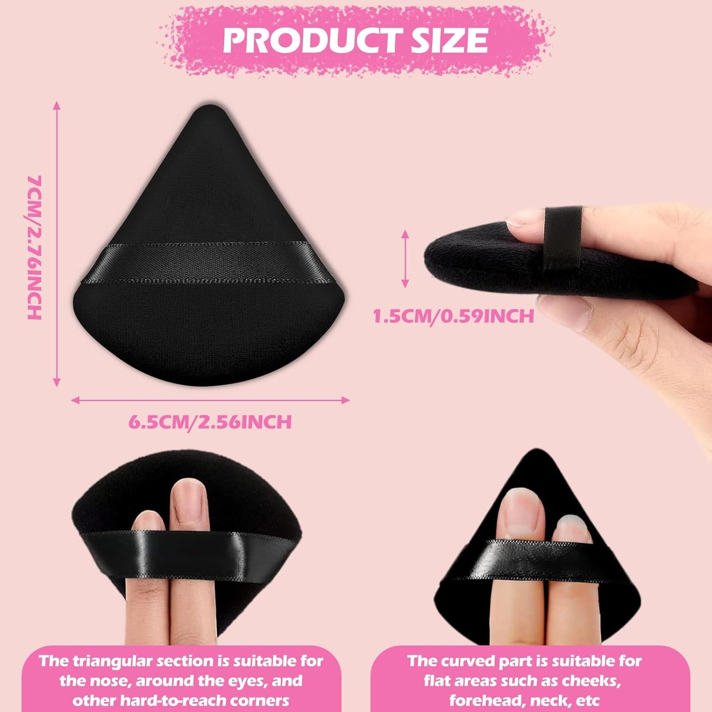 120 Pieces Powder Puff Face Triangle Powder Puff Soft Velour Makeup Puff Velour Puffs for Face Wet and Dry Cosmetic Foundation,Body Powder Blender Loose Mineral Powder Makeup Tool(Black)