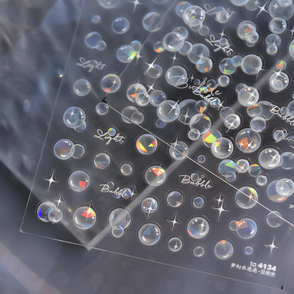 Bubble Nail Art Stickers Summer Nail Stickers for Nail Art 5D Embossed Bubble Nail Decals Star Nail Design Self Adhesive Nail Art Supplies Decoration Accessories for Women and Girls