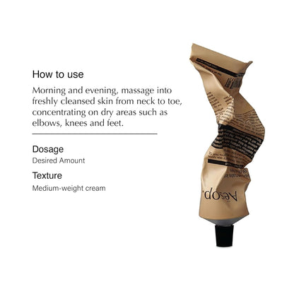 Aesop Rejuvenate Intensive Travel Body Balm | Deeply Nourish Very Dry Skin with Shea Butter and Coconut Oil | 3.4oz / 100 mL