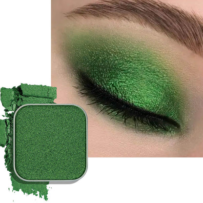 Magnetic Single-Color Metallic Flash Eyeshadow with Pan, Spring and Summer Green Eyeshadow Refill Pan, DIY Empty Magnetic Palette (Green Glimmer)