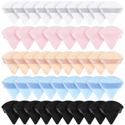 Suclain 48 Pcs Velour Triangle Powder Puff Soft Velour Makeup Puff for Face Powder Makeup Triangle Sponges for Wet and Dry Cosmetic Foundation Loose Mineral Body Makeup Tool(Bright Color)