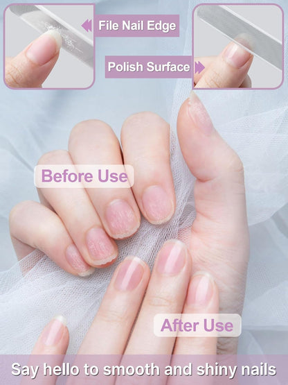 2 Packs Glass Nail Buffers with Case for Natural Nails, Glass Nail Files Shaping Nano Nail Shiners Crystal Polisher Manicure Tools Shine for Home Salon Use Stocking Stuffers for Women Christmas Gift