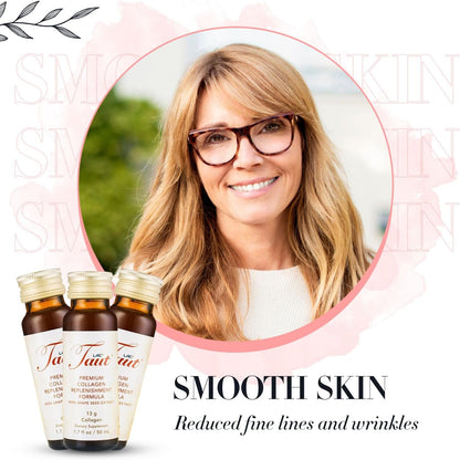 TAUT Liquid Collagen for Women – 13,000mg Marine Collagen Drink with Hyaluronic Acid, Grape Seed & Elastin – Visible Skin, Hair & Joint Support – 1 Box (8 Bottles Each)