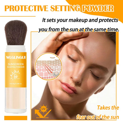 Mineral Sunscreen Setting Powder SPF 50++,Oil Control Long Lasting Matte Sunscreen Powder for Face,Natural Flawless Brush on Face Sunscreen Powder