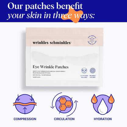 Wrinkles Schminkles Under Eye Wrinkle Patches | Smooth Eye Wrinkles, Crows Feet & Dark Circles Overnight | 1 Pair Reusable Medical Grade Silicone Patches