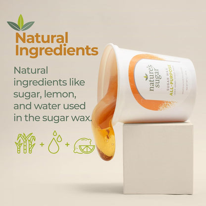 Nature’s Sugar Wax All-Purpose Sugaring Paste for Legs, Back, Arms, Chest - 32oz - Beginner-Friendly Sugar Wax Hair Removal for All Skin Types - Vegan & Cruelty-Free