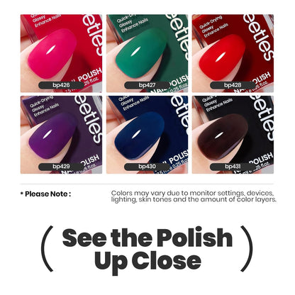 Beetles Christmas Nail Polish Set, 6 Colors Quick Dry Jelly Nail Polish Kit, Winter & Fall Sheer Jelly Syrup Nails Enchanted Night Gifts for Women Salon DIY Manicure Kit