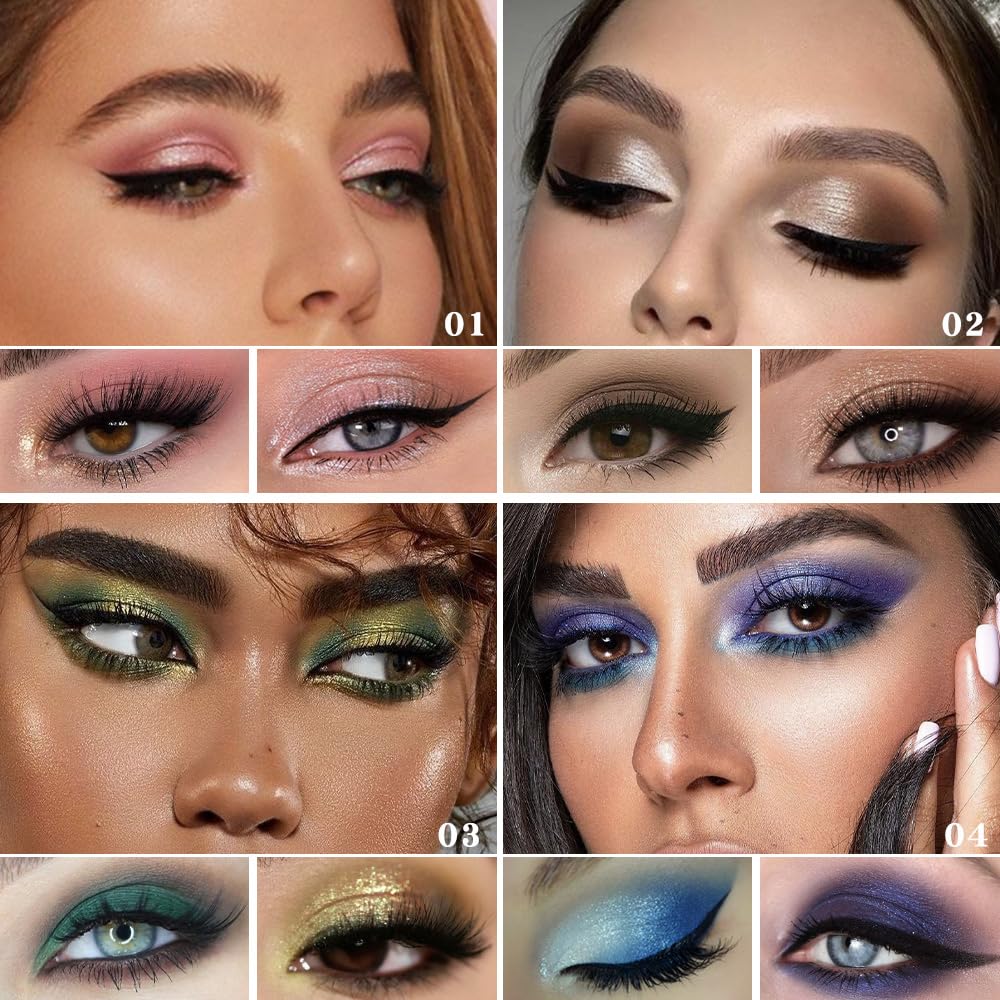 AMY'S DIARY 2 Color Shimmer Matte Eyeshadow Palette 4 pcs set – Shimmer matte Shades eye shadow for Eye Makeup, Long-Lasting & Highly Pigmented, Vegan & Cruelty-Free for woman (01+02+03+04)