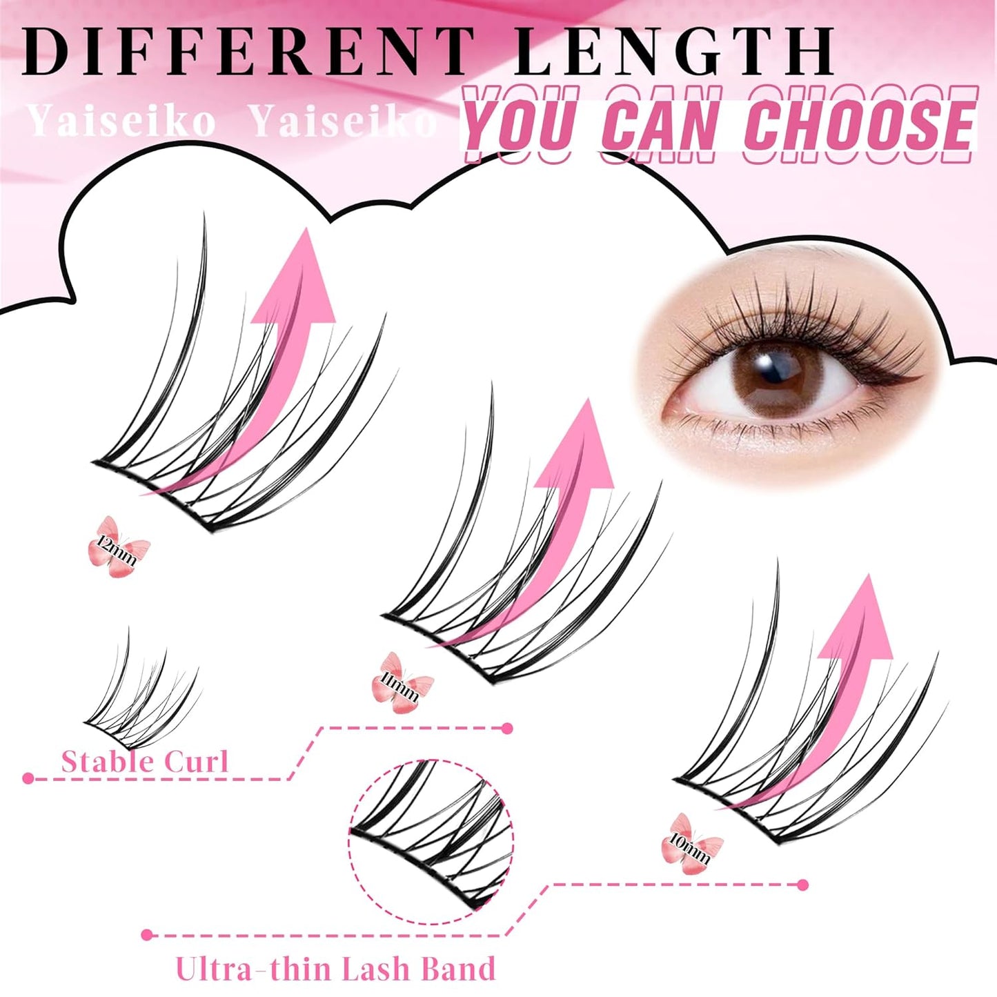 Natural Lash Clusters Wispy DIY Cluster Eyelash Extensions C Curl Individual Lashes 10-12mm Short Eyelash Clusters Manga Cluster Lashes 120pcs Lashes Clusters