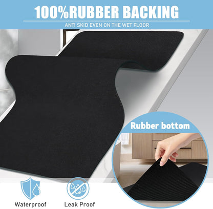 Diatomaceous Earth Bath mat Bathroom Rugs Super Absorbent Quick Dry Non Slip Bath Mat Thin Bathroom Floor Mats Fit Under Door-Shower Rug for in Front of Bathtub Shower, Black, 23.6"x66.9"