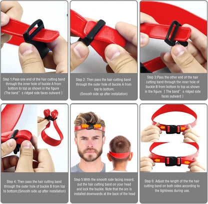 Neckline Shaving Template and Adjustable Hair Trimming Guide,DIY Self Haircutting System, Shaving and Keeping a Clean and Straight Neck Hairline,Easy Use Tool Soft Portable (Red)