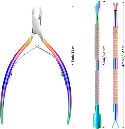 Cuticle Trimmer Cuticle Remover with Cuticle Pusher, XUNXMAS Professional Stainless Steel Durable Pedicure Manicure Tools Cutter Nipper Scissor Clipper for Fingernails and Toenails Dead Skin