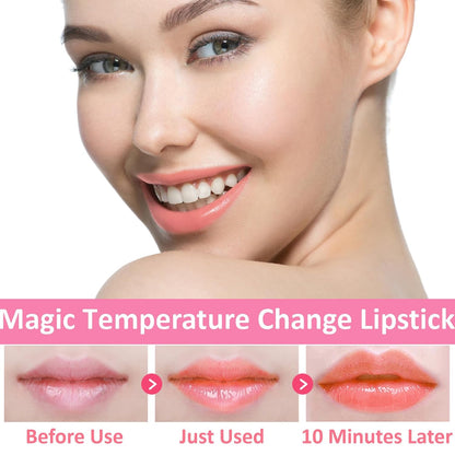2 Pack Crystal Flower Jelly Lipstick,Magic Color Changing Lipstick,PH Clear Temperature Color Changing Lip Gloss,Lip Balm,Long Lasting Nourishing Moisturizing Lip Stick Set X01+02