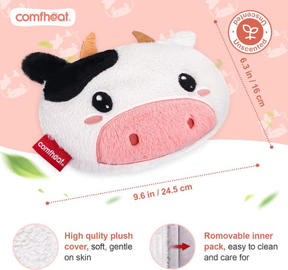 Cow Microwave Heating Pad - Hot & Cold Therapy with Natural Flaxseed Filling, Moist Heat for Cramps, Shoulder Muscle Pain Relief, Natural Heat Pack Moist Heat with Washable Cover