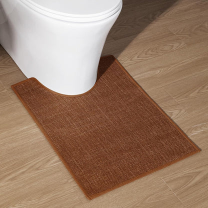 chakme Bathroom Rugs Mat U-Shaped 24x17, Ultra ThinNon Slip Bath Mat Small Quick Dry Absorbent Bath Matfor Bathroom Floor, Rust, U-24"x17"