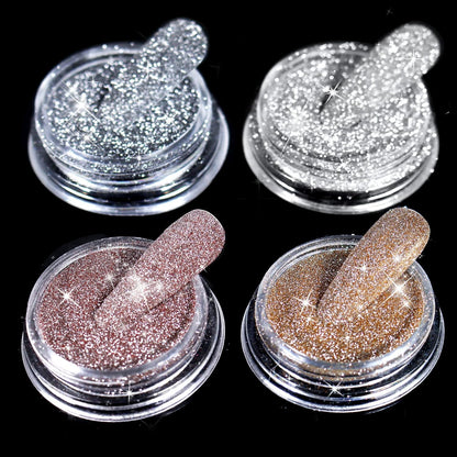 Allstarry Diamond Nail Glitter 4 Colors Sparkling Korea Reflective Diamond Glitter Dust Shiny Powder Pigment Nail Supplies for Nail Art Gel Polish Disco Party Nightclub Wedding Crafts