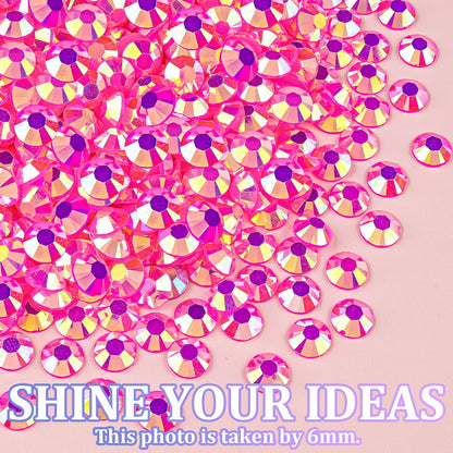 25000Pcs Resin Jelly Rhinestones with Tweezers for Crafting, Hot Pink AB 2-6mm Mixed Sizes Non Hotfix Flatback Gems, Bedazzling Crystal for DIY Crafts Clothing Tumblers Mugs Shoes Decor Nail Art
