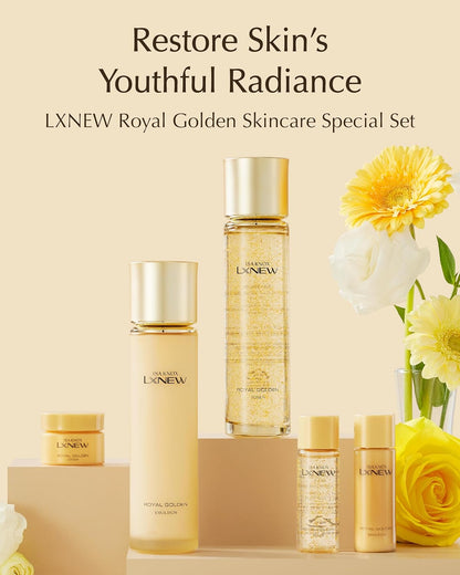ISA KNOX LXNEW Royal Golden Skincare Gift Set (11.4fl oz) - Luxury Gift Set for Rejuvenation and Youthful Radiance. Korean Skincare by LG Beauty. Royal Peptides & Jelly, Niacinamide,