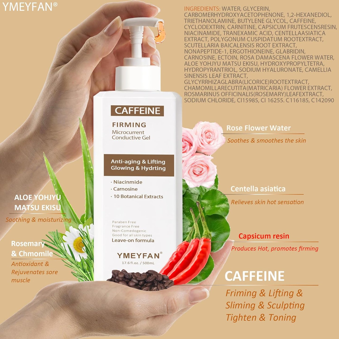 Hot Caffeine Conductive Gel for Body Sculpting Machine, Massage Gel for Body Slimming, Skin Firming & Lifting, Tighten Arms, Tummy, Butt, Thighs for Women and Men, with Capsicum Resin Help Fat Burning