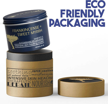 BALM OF GILEAD Foot Healing Cream – Frankincense & Sweet Myrrh Moisturizer for Sensitive Skin - Relieving Foot Therapy & Diabetic Skin Healing - Deeply Nourishing & Synergistic Cream