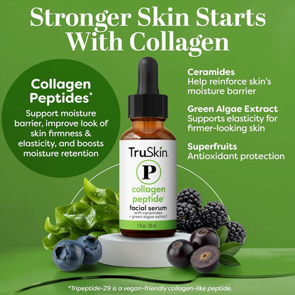 TruSkin Pro Collagen Multi Peptides Serum for Face – Anti Aging Face Serum with TriPeptide-29 & Ceramides – Support Skin’s Natural Collagen & Skin Barrier for Firmer-Looking Skin – 1 fl. Oz