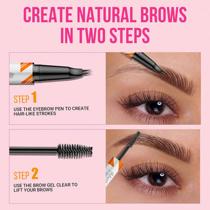 iMethod Curved Eyebrow Pen and Brow Gel Clear - Eyebrow Pencils for Women with Natural Hair Like Strokes, Eyebrow Makeup for All-Day Defined, Waterproof, Smudge-proof, Black Brown