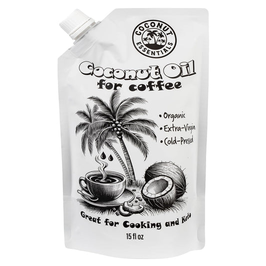 Coconut Essentials - Organic Coconut Oil for Coffee, Cold-Pressed, MCT Oil for Weight Loss, Brain & Digestive Health, Keto-Friendly, Natural Slim, 1 Pouch, 15 fl oz