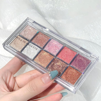 Erinde 10 Color Eyeshadow Palette Makeup - Matte Shimmer Glitter Eye Shadow, Ultra-Blendable, High Pigmented, Naturing-Looking, Neutral Nude Eyeshadow Palette with Professional Brush, Starlight Gems
