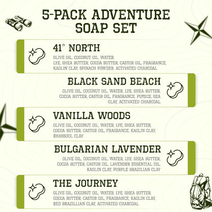 CompassSoap Natural Bar Soap for Women & Men | Skin-Friendly, Hand Made Soap Bar Gift Set | Best Exfoliating and Cleansing Bar Soap for Men & Women | 5 Oz. Variety Pack of 5