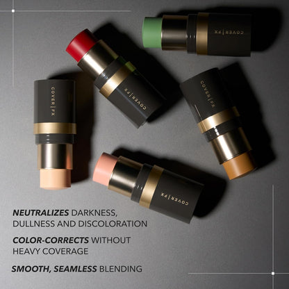 Cover FX Correct Stick Green Color Corrector Concealer - Matcha: Neutralize Redness (All Skin Tones) - Brighten + Neutralize Skin Discoloration - Creamy Lightweight Full Coverage