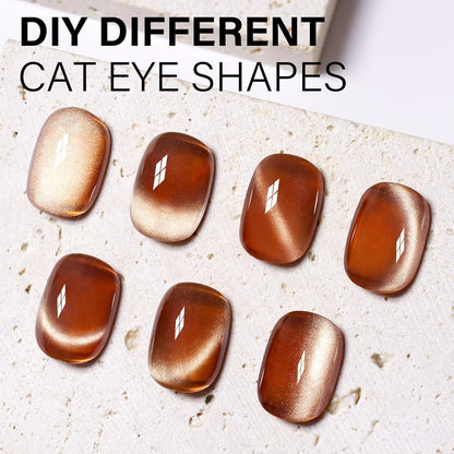 AILLSA Cat Eye Gel Nail Polish Brown Glitter Gold Gel Polish with Magnet, Amber Nude Shimmer Gel Polish Crystal Reflective Jelly Winter Color Translucent UV Gel Salon DIY at Home 0.5 OZ GF24