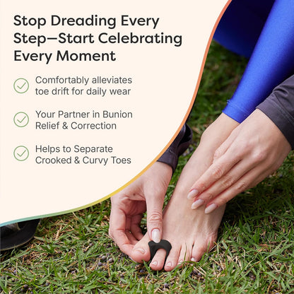 ZenToes Gel Toe Separators for Overlapping Toes, Bunions, Big Toe Alignment, Corrector and Spacer - 4 Pack (Black)