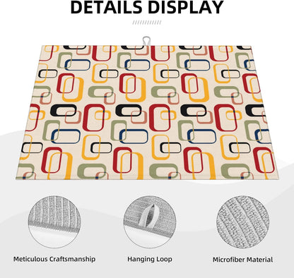 Mid Century Modern Retro Kitchen Drying Mat Vintage Decorative Microfiber Dish Drainer Mat for Kitchen Counter Absorbent Reusable Washable 18x24 Inch