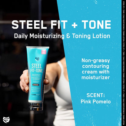 SteelFit Firming Body Lotion - Contouring & Skin Tightening Cream for Body - Firm & Tone Cellulite Remover for Legs Belly & Saggy Skin - Nourishing & Soothing with Shea & Cocoa Butter - Pink Pomelo