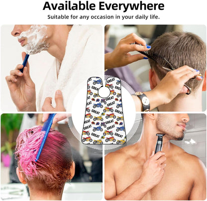 Beard Bib with 3 Suction Cups, Non-Stick Waterproof Hair Catcher Apron, Men's Shaving Essential for Grooming, Vintage Motorcycle Racing Dirt Bike Shave Bib