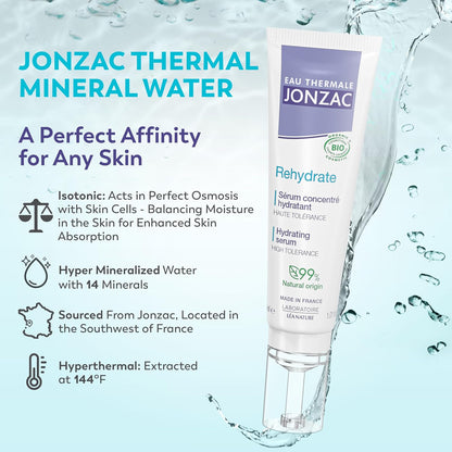 Rehydrate Organic Pure Hyaluronic Acid Hydrating Serum for Face - 24H Hydration - Plump and Repair Dehydrated Skin - Safe for Sensitive Skin - 1.01 fl oz