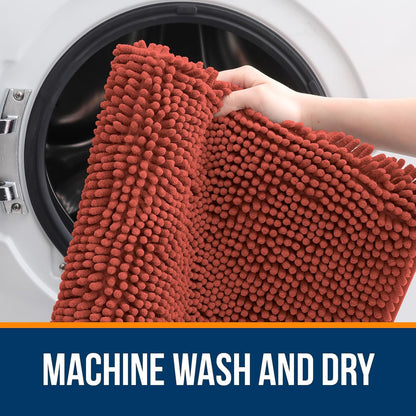 OLANLY Bathroom Rugs 44x24, Extra Soft Absorbent Chenille Bath Rugs, Rubber Backing Quick Dry, Machine Washable Bath Mats for Bathroom Floor, Tub and Shower, Home Decor Accessories, Rustic Terracotta