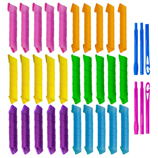 30pcs Heatless Hair Curlers Rollers Spiral Curls Styling Kit with 2 Styling Hooks, No Heat Curlers for Women Girl's Medium and Long Hair17.8”(45 cm)…