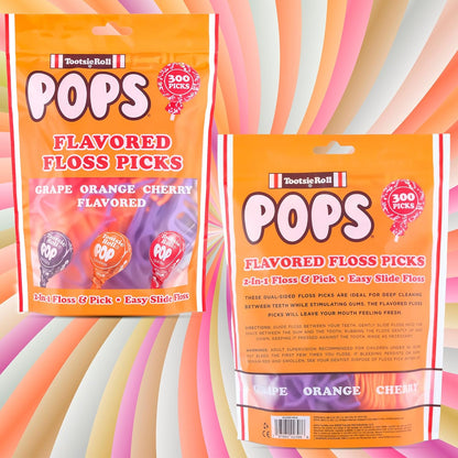 Flavored Floss Picks, 300 Count, Dental Floss Picks for Teeth with Fun Fruit Flavors, Flosser Picks for Adults and Children, | Grape, Orange & Cherry Flavor
