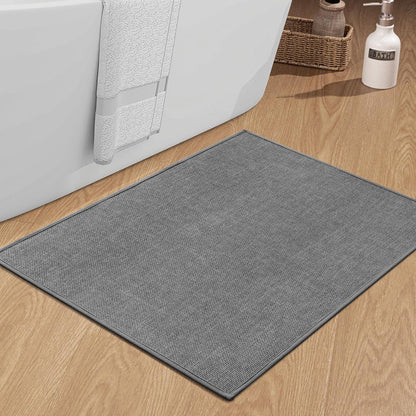 chakme Bath Mat 36x25, Ultra Thin Non Slip, Quick Dry Absorbent, Dark Grey, 36"x25"