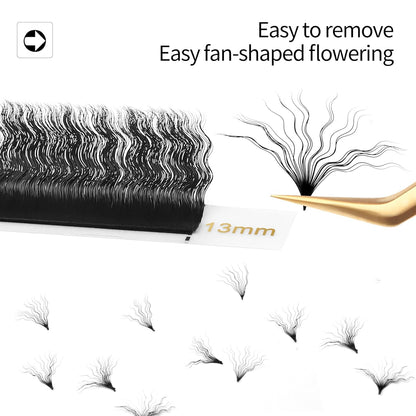 Lash Extensions Wool Curly Eyelash Extensions 0.07mm Thickness C Curl Mix 8-15mm Easy Fan Lashes Premade Fans Volume Lashes Matte Black Crisscross(Wool Curly,0.07-C,8-15mm)