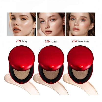 MAEPEOR Cushion Foundation 9 Colors Full Coverage Weightless Satin Glow Foundation Hydrating Long-Lasting Cushion BB Cream (Color 01)
