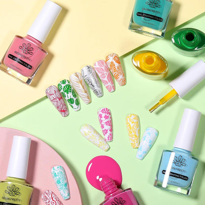 Born Pretty Nail Art Stamping Polish Halloween Nail Polish Set Manicure Print Nails Polish for Stamping Plates 24 Colors Bulk Nail Polish Set Gift Collection