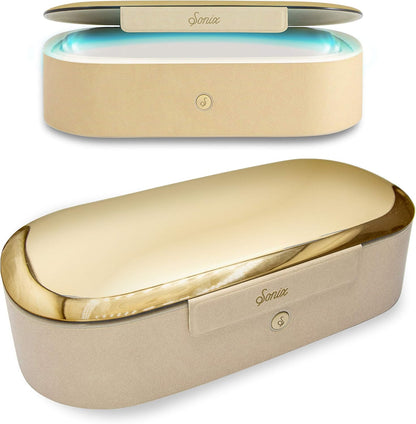 Sonix Beyond UV+O3 Sanitizer Box and Universal Charger UV and Ozone Disinfector for Phone, Mask, Makeup Brush, Nail Tool (Gold)