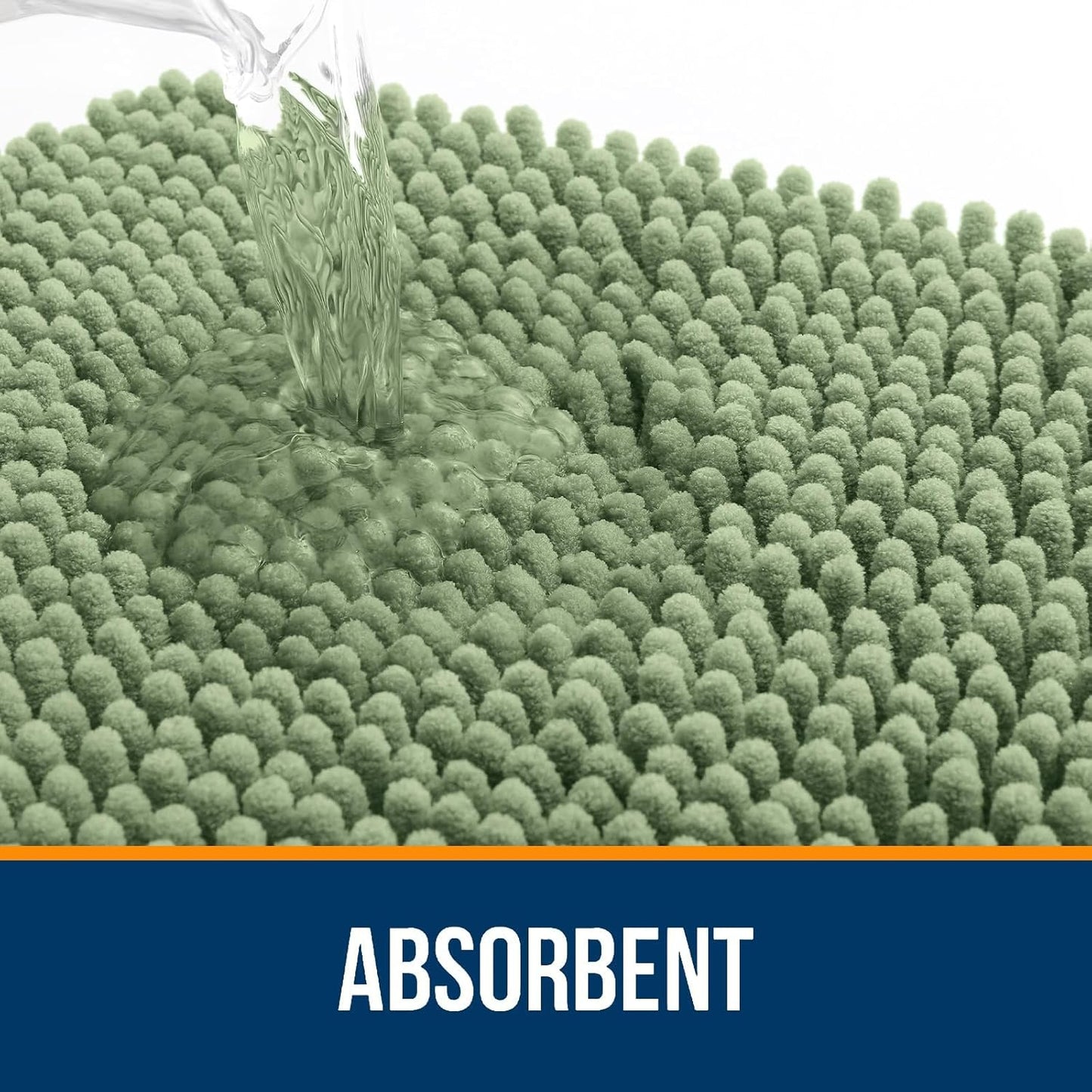 OLANLY Toilet Rugs U-Shaped 20x20, Extra Soft Absorbent Chenille Contour Bathroom Rugs for Toilet, Dry Quickly, Machine Washable, Non-Slip Bath Mat, Sage Green