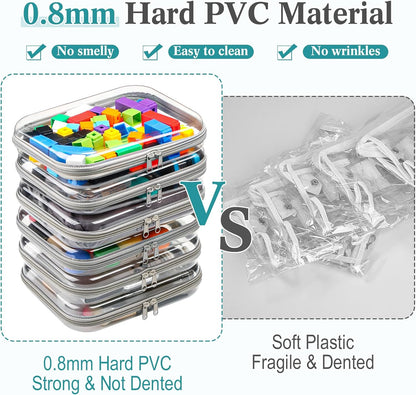 Sanwuta 6 Pcs Clear Hard Zipper Case Pencil Pouches Hard Plastic Zipper Pouches Makeup Bag Transparent Cases for Snacks Plastic Storage Organizer Box for Travel(Gray,9.84 x 7.87 x 2 Inch)