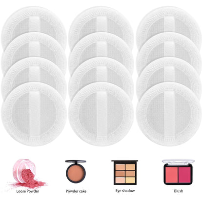 24PCS Makeup Powder Puffs Pink Cotton Powder Puffs Round Powder Puff for Makeup Face Powder Velour Puffs for Loose Powder Washable (White-24pcs)